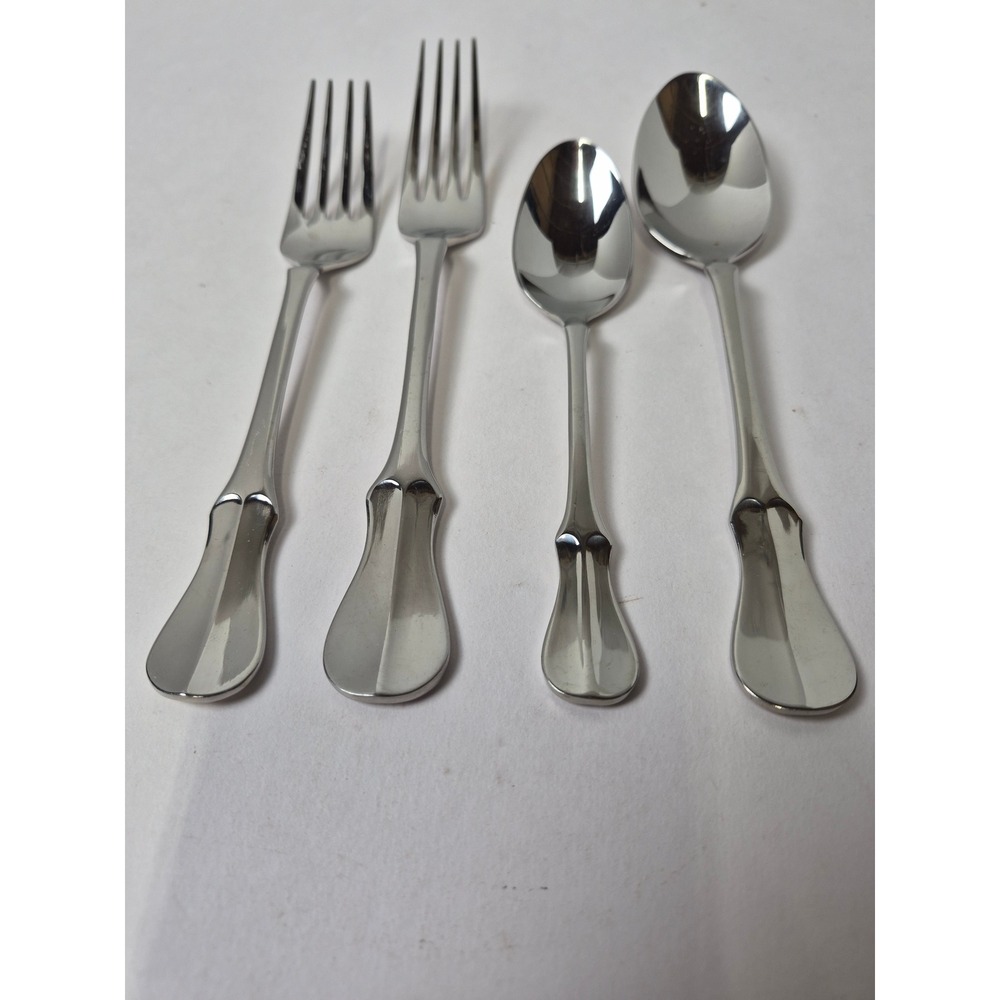 Wallace Elite 18/10 Stainless Flatware Continental Bead 4 Piece Set Forks Spoons